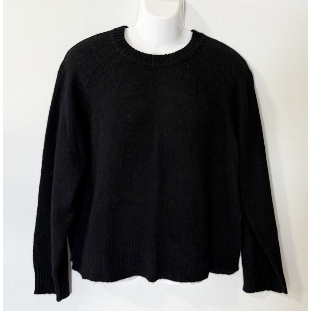 J. Crew Sweater Womens XL Black High Rib Pullover Wool Alpaca Blend Side Slit